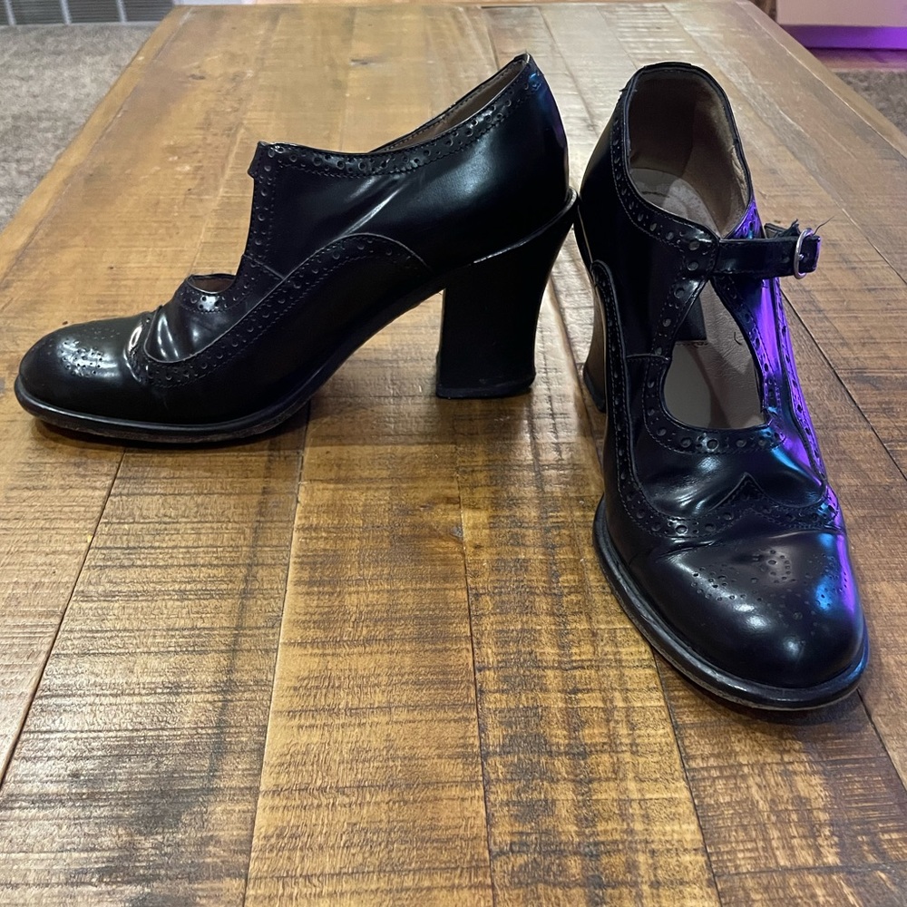 American Rag Black Heeled Mary Jane Oxfords with Chunky Heel